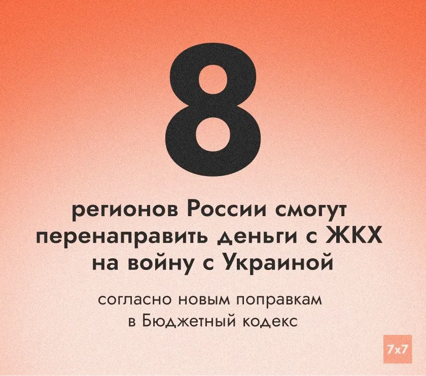 Госдума приняла поправки в Бюджетный кодекс, которые позволят субъектам с низкой обеспеченностью списывать долги и перенаправлять средства, ранее предназначенные на ремонт коммунальной инфраструктуры, на финансирование войны и набор контрактников.